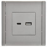 FORTE&PIANO Розетка USB A+C 3,1А FP550 сталь IEK
