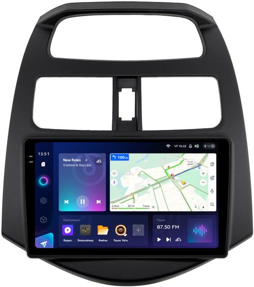 Магнитола для Chevrolet Spark M300 2009-2022, Ravon R2 (рамка матовая) - Teyes CC3-2K монитор 9.5" 2K QLED на Android 10, Быстрая, CarPlay, 4G SIM-слот