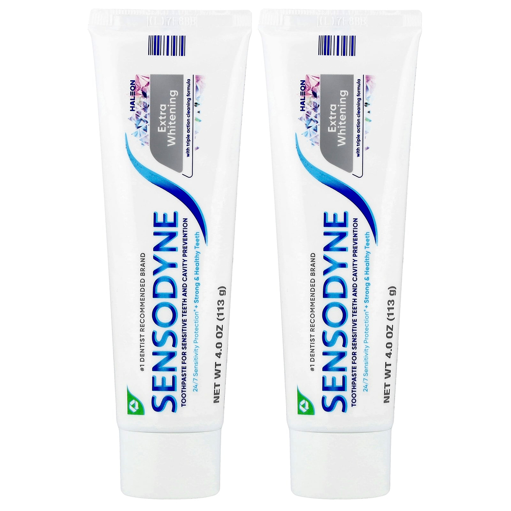 Sensodyne, Отбеливающая зубная паста с фтором, двойная упаковка, 2 тюбика по 113 г (4 унции)
