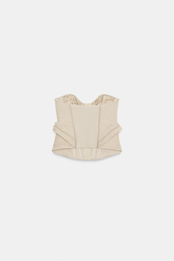 ZARA КОМБИНИРОВАННЫЙ КОРСЕТ С ФАКТУРНОЙ ТКАНЬЮ, ЭКРЮ