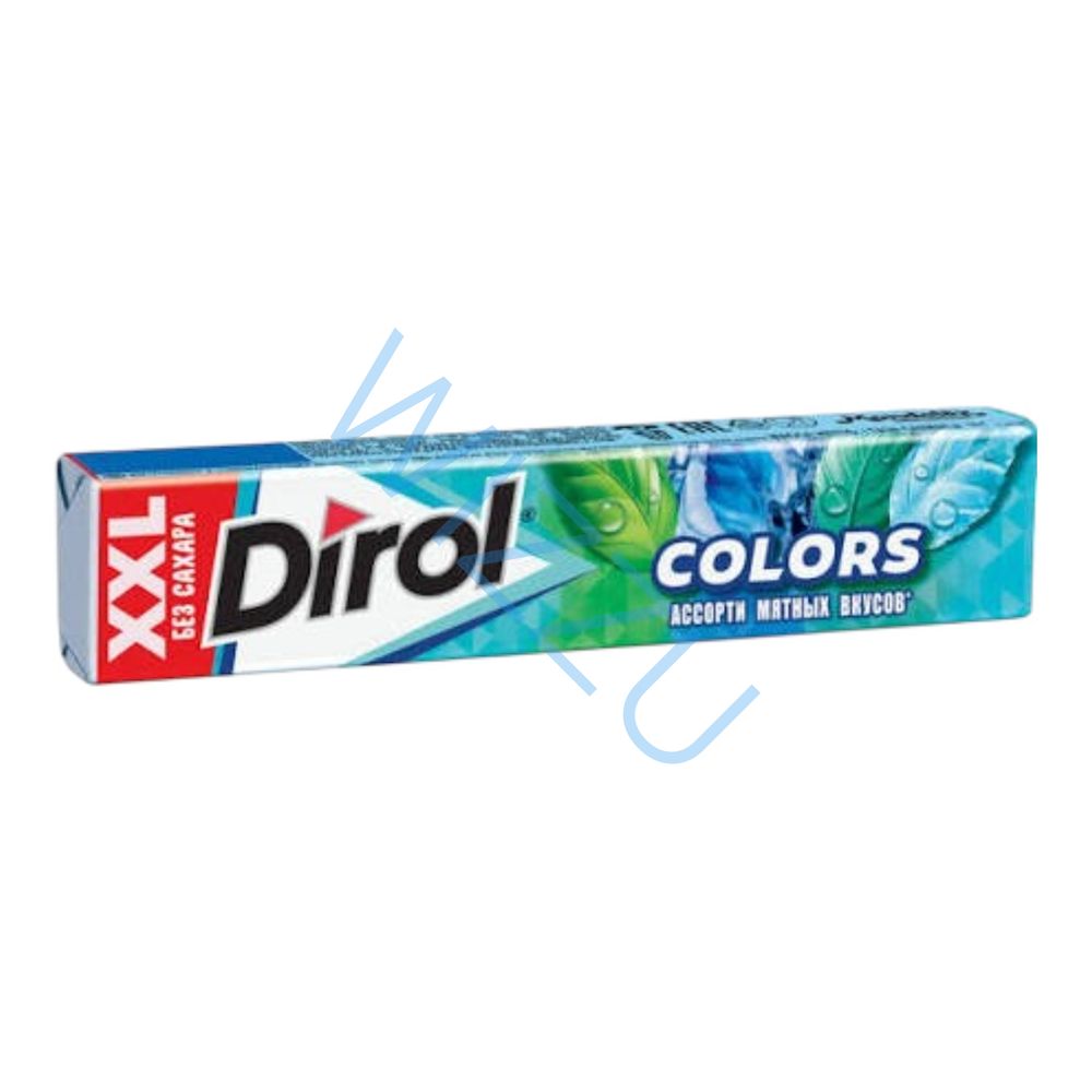 Жевательная резинка Dirol Colors XXL Фруктовый вкус Мята, 19 г