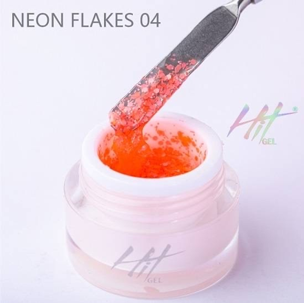 Гель-лак ТМ "HIT gel" №04 Neon flakes, цвет: розовый, 5 мл