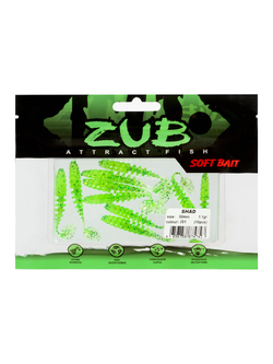 Приманка ZUB-SHAD  50мм(2")-10шт, (цвет 351) шартрез с блестками