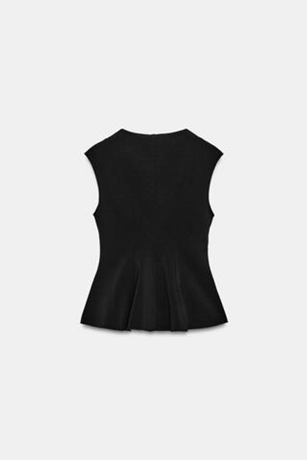 ZARA ЖИЛЕТ С КОНТРАСТНОЙ СТРОЧКОЙ, ЧЕРНЫЙ