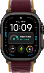 Часы Apple Watch Ultra 4, 49 мм, титан чёрного цвета, ремешок Trail бордового цвета (2026)