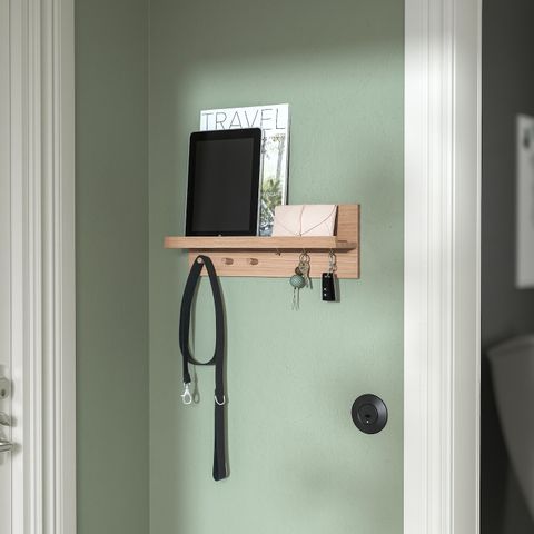 Настенный органайзер с крючками IKEA HASTVISKARE (ХЭСТВИСКАРЕ), Дуб, 42x15x11 см