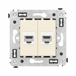 Компьютерная розетка RJ-45 без шторки в стену, кат.6 двойная, "Avanti", "Ванильная дымка"