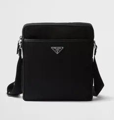 Сумка Prada на плечо из нейлона и сафьяно, черный