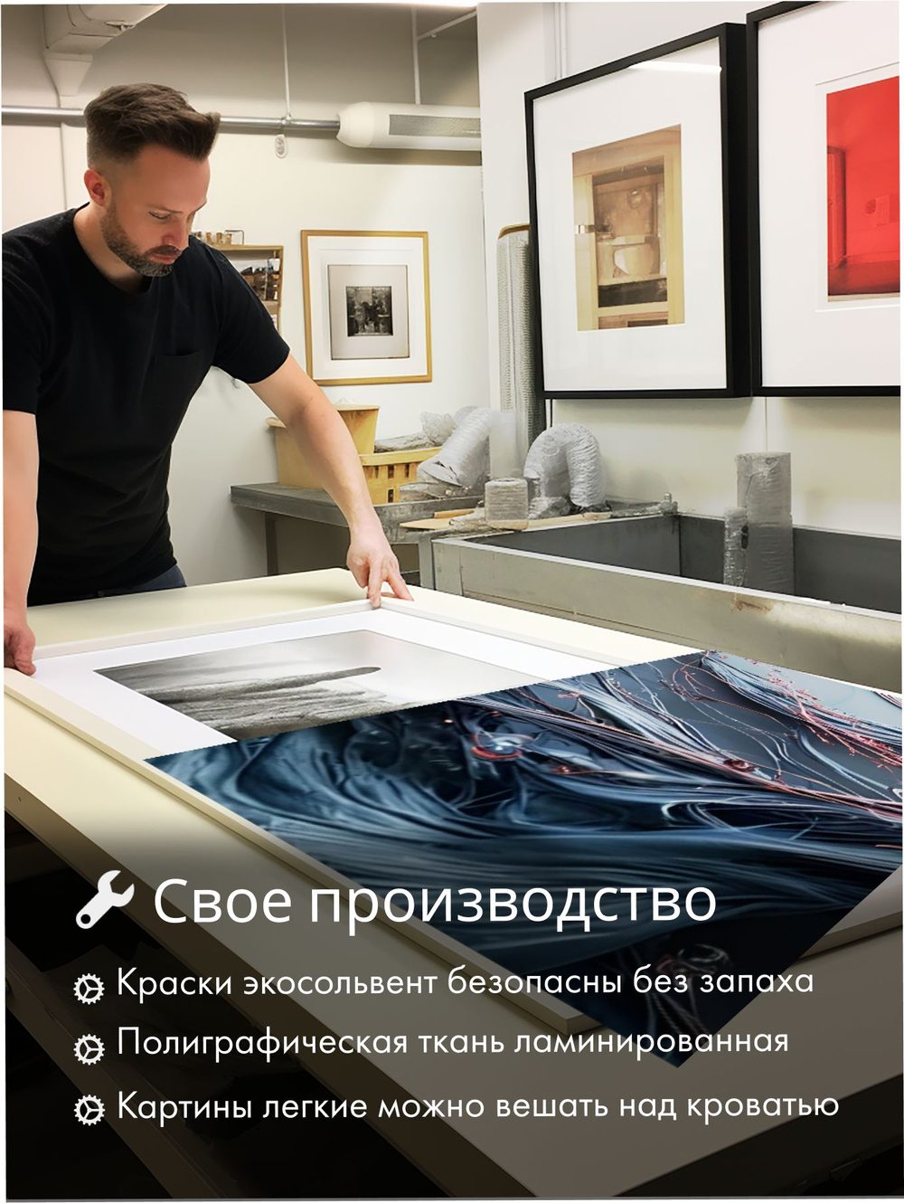Картина Бирюзовая гармония модульная 50x70см 3шт.