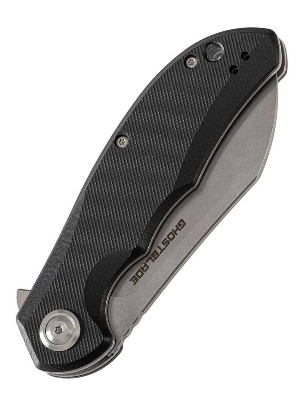 Нож складной GhostBlade Banshee, сталь D2, 58-62 HRC, Sheepfoot, рукоять G10 чёрная, замок Liner lock, флиппер, 128 г
