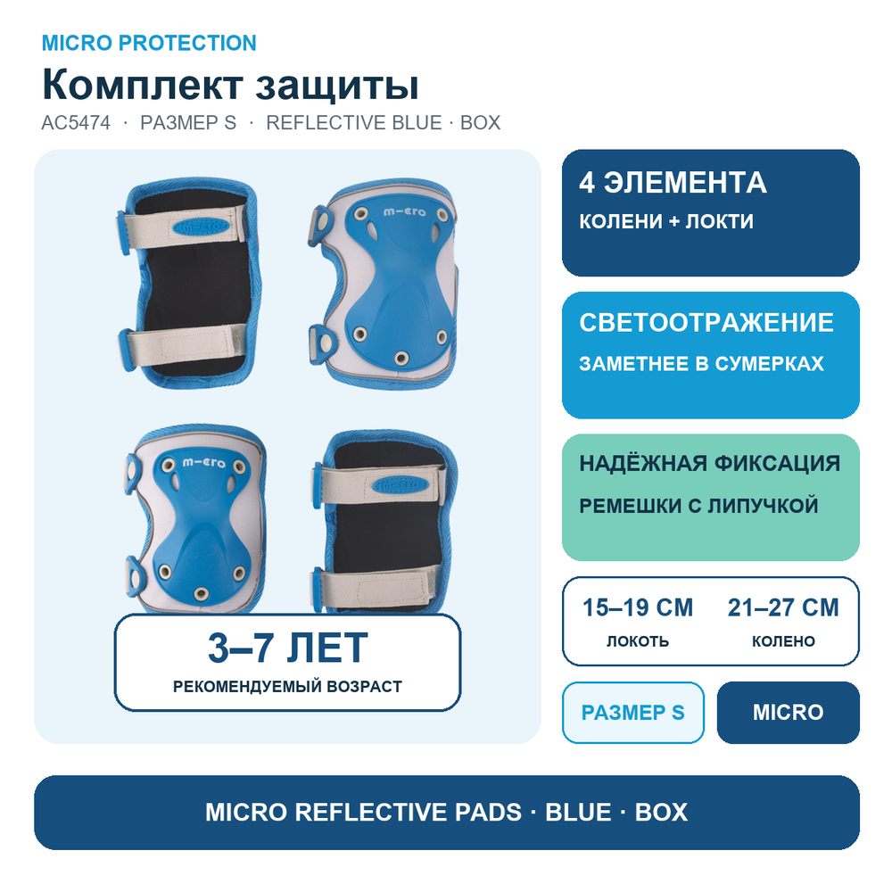 Комплект защиты светоотражающий голубой (S) BOX