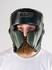 Боксерский шлем Venum Proboxing Cheek Headgear Linares Edition Khaki/Black/Gold