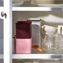 IKEA BLOMNING  (ИКЕА БЛОМНИНГ)  -  Банка с крышкой - коричнево-красный/розовый для кофе/чая 10x10x10 см