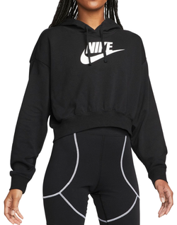 Женская Кофта теннисная Nike Sportswear Club Fleece Oversized Crop Hoodie - черный