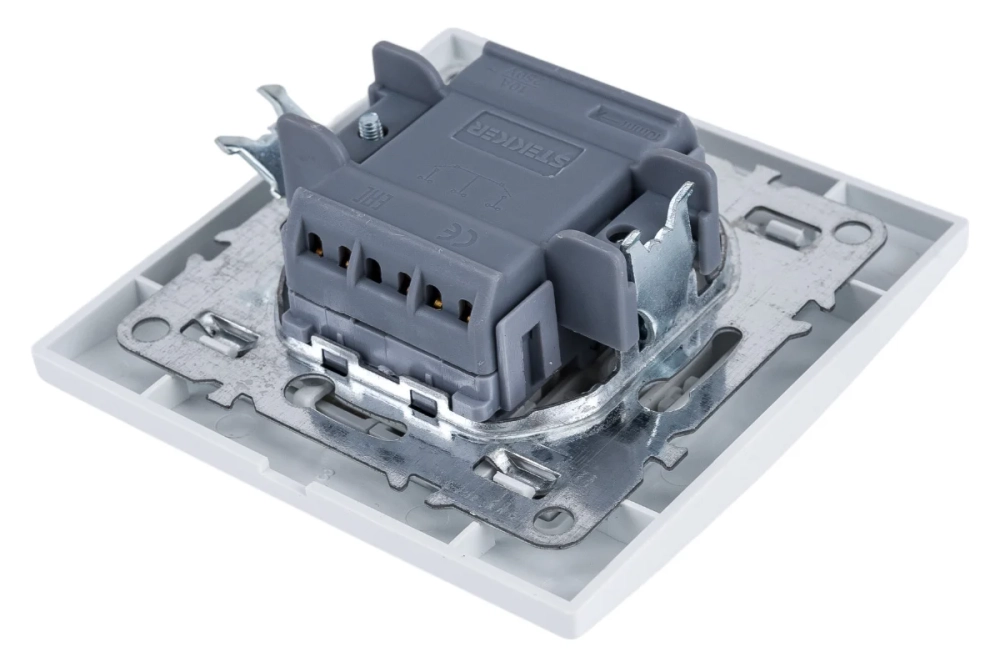 Выключатель STEKKER 2-клавишный с индикатором, 220V, 10А, серия Эрна, белый, PSW10-9002-01 39042