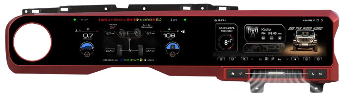 Магнитола для Jeep Wrangler 2018+ (красная) - Kuberg ZH-J1301R Android 12, Быстрая, SIM-слот, CarPlay