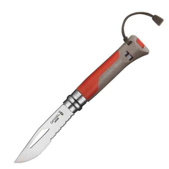 Складной нож Opinel №8 Outdoor Earth, красный c клинком из стали Sandvik™ 12С27, рукоять Полиформальдегид POM (пластик)