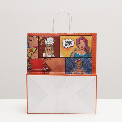 Подарочный крафтовый пакет Pop Art» - 32х19,5х37 см. (Цвет: разноцветный)