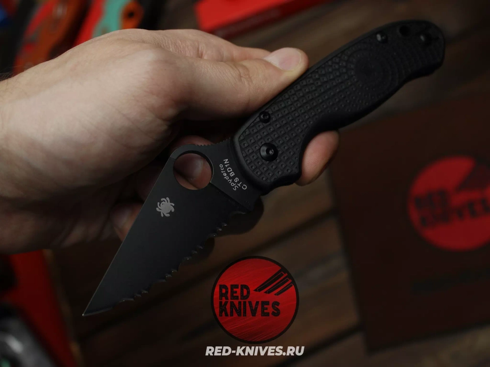 Нож Spyderco Para 3 LTW - черный серрейтор RK-481