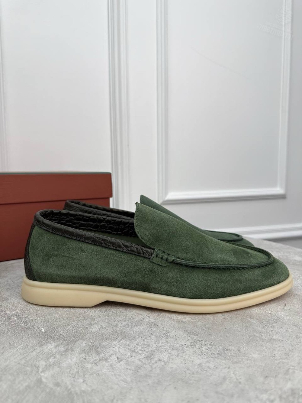 Лоферы Loro Piana Summer Walk со вставками кожи крокодила