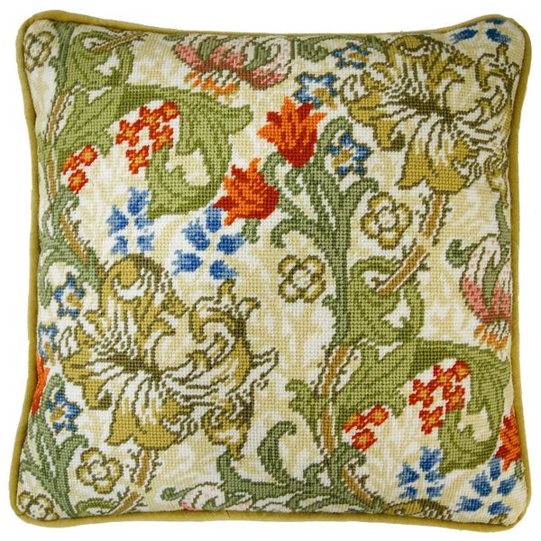 Набор для вышивания нитками Bothy Threads, подушка Golden Lily William Morris (Золотая лилия), 35,5х35,5 см