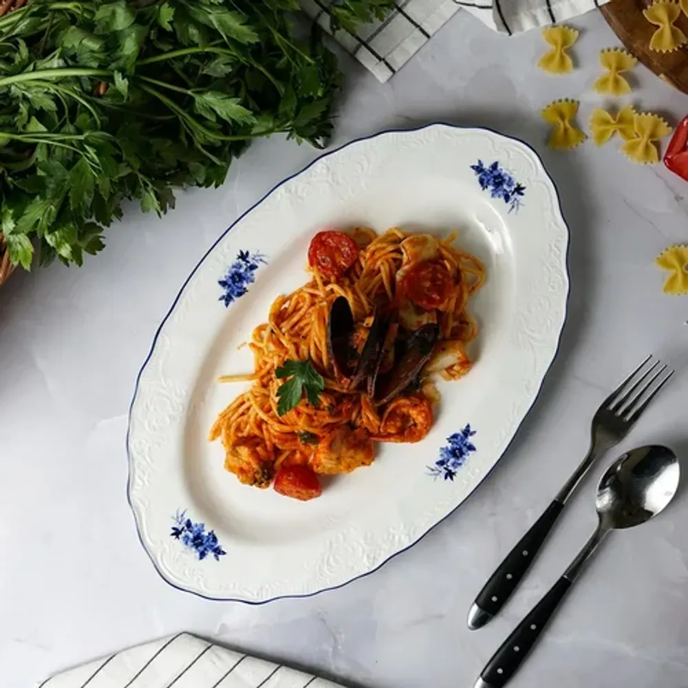 Блюдо овальное 35,2*22,4 см h2,5 см Blue Flower P.L. Proff Cuisine [1]