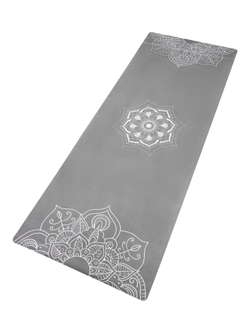 Легкий и тонкий коврик для йоги Mandala Grey 185*68*0,1 см из микрофибры и каучука