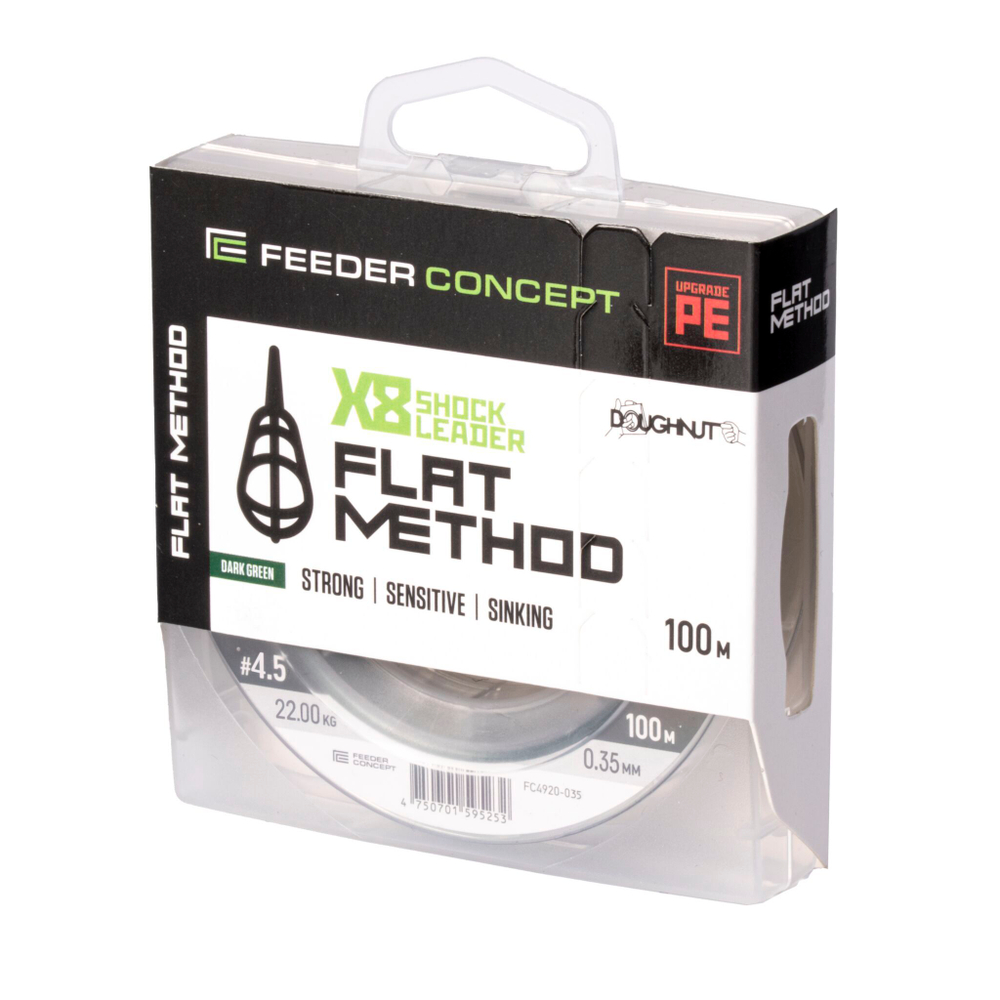 Шок-лидер плетёный Feeder Concept Flat Method х8 SHOCK LEADER Dark Green 100/035