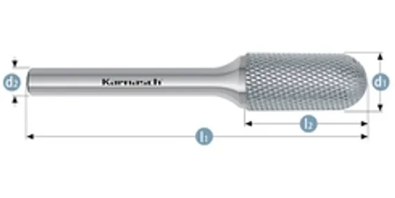 Борфреза твердосплавная Karnasch форма D, 8х7х6х52 мм, насечка HP-3 PRO, без покрытия, арт. 11.4093-020