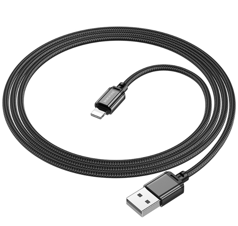 Usb Кабель-зарядка Lightning Borofone BX87 2.4A 1м в тканевой оплетке чёрный
