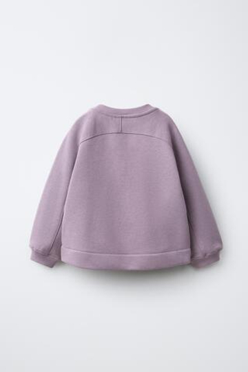 ZARA СПОРТИВНАЯ ТОЛСТОВКА С ВЫШИВКОЙ, СЕРО-ЛИЛОВЫЙ