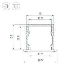 Профиль SL-MINI-15-3000 BLACK (Arlight, Алюминий) 061611