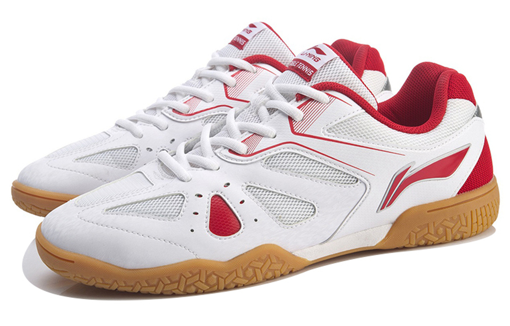 LINING Hawk-Eye Men"s Table Tennis Shoes - White/Red