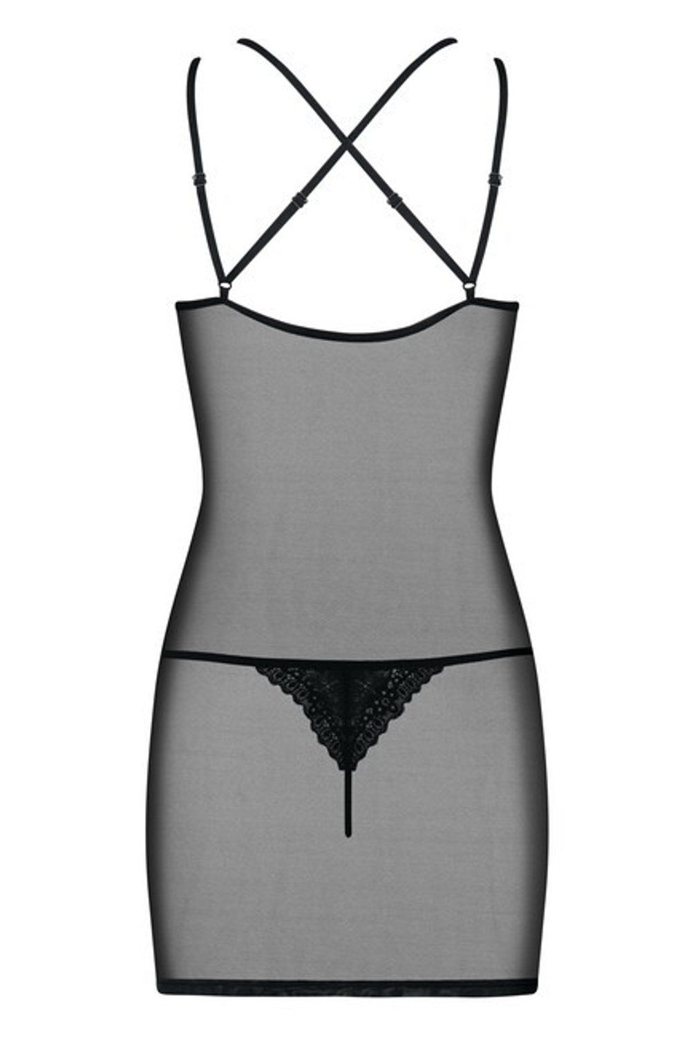 Черная сорочка с кружевным верхом Intensa Chemise SM (42-44) (Цвет: черный)