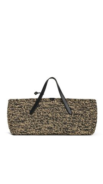 ALAÏA СУМКА LE PANIER EAST WEST БОЛЬШОГО РАЗМЕРА ИЗ РАФИИ, НАТУРАЛЬНЫЙ/ЧЕРНЫЙ