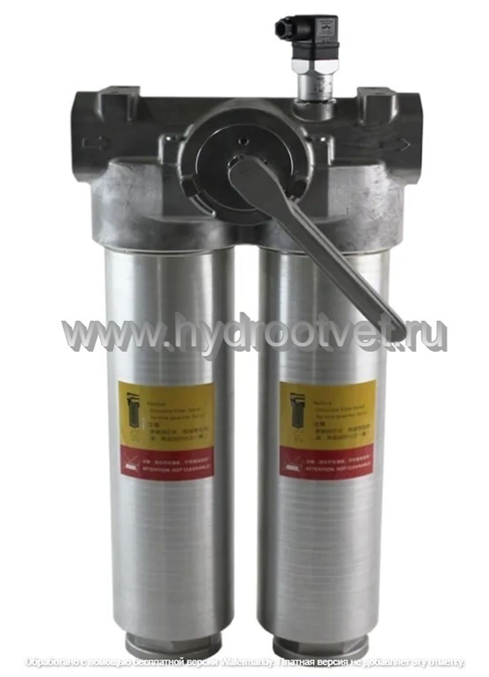 FLNDBN/HC400DDK10D1.X/-L24 - Линейный фильтр гидравлический сдвоенный модели FLND тонкость фильтрации 10 мкм, типоразмер 400, вид присоединения: фланец SAE 3000 1"1/2 (DN38), материал корпуса - алюминий, рабочее давление до 25 бар, визуально-электрический (лампа с напряжением 24В) индикатор загрязнения