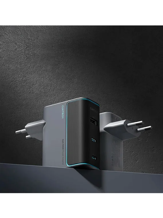 Быстрое зарядное устройство CUKTECH Gan 100W с кабелем USB C, 3-портовый PD, AD1003EU Gray