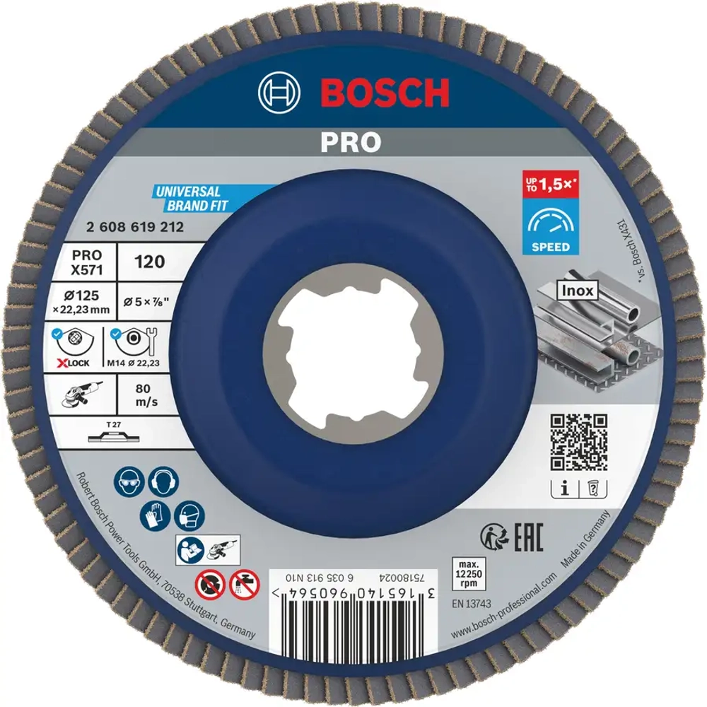 Круг лепестковый 125 мм G120 PRO X571 X-Lock BOSCH 2608619212
