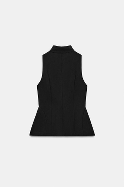 ZARA ОБЛЕГАЮЩИЙ ЖИЛЕТ С ОБЪЕМОМ, ЧЕРНЫЙ