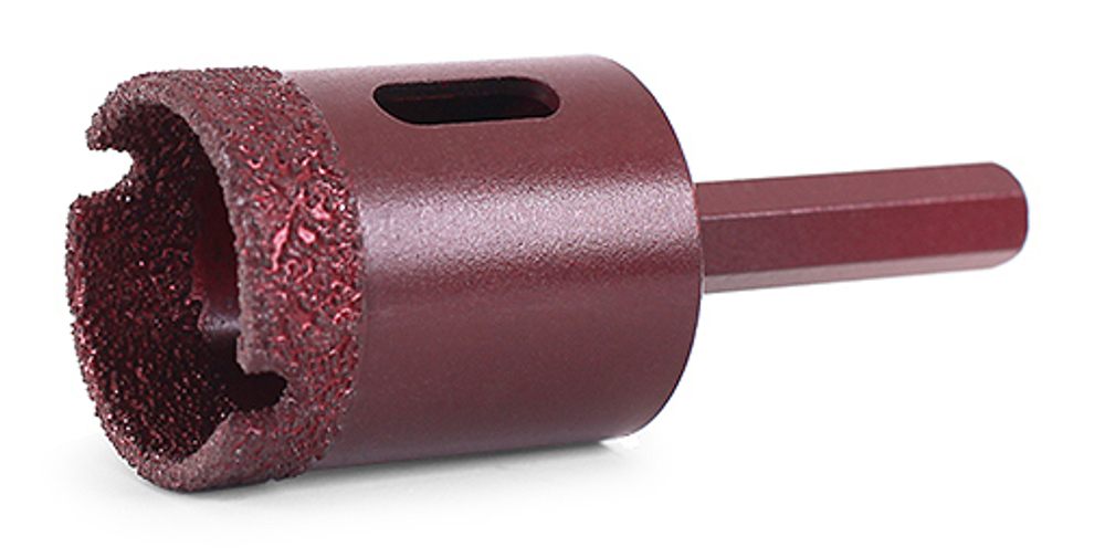 Алмазная коронка MESSER по камню с шестигранным хвостовиком (вакуумное спекание алмазов) 25 мм