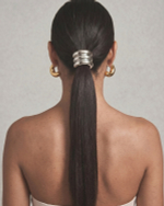 Резинка для волос металлическое полукольцо «TRIPLE HAIR CUFF SILVER», золото/серебро