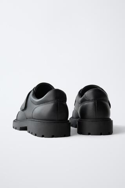 ZARA КОЖАНЫЕ ШКОЛЬНЫЕ ТУФЛИ, ЧЕРНЫЙ