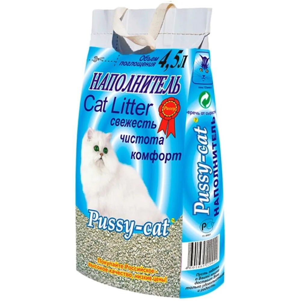 Наполнитель PUSSY-CAT "Цеолит" впитывающий цеолитовый - 4,5 л