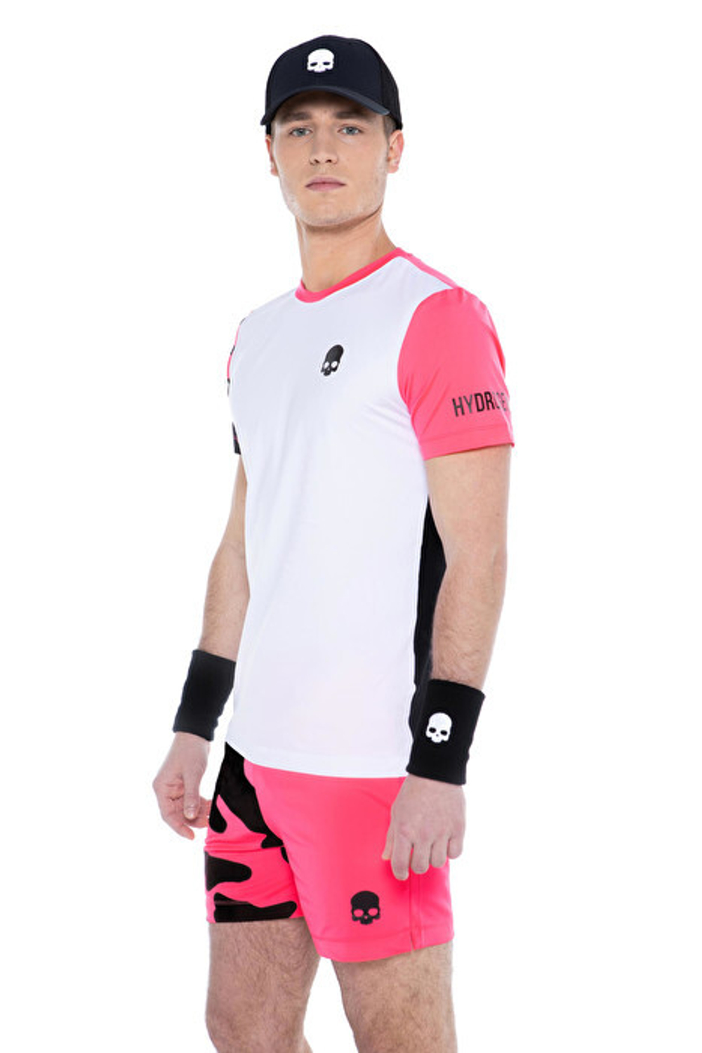 Футболка мужская теннисная Hydrogen Tech Camo Tee - white/fuchsia fluo