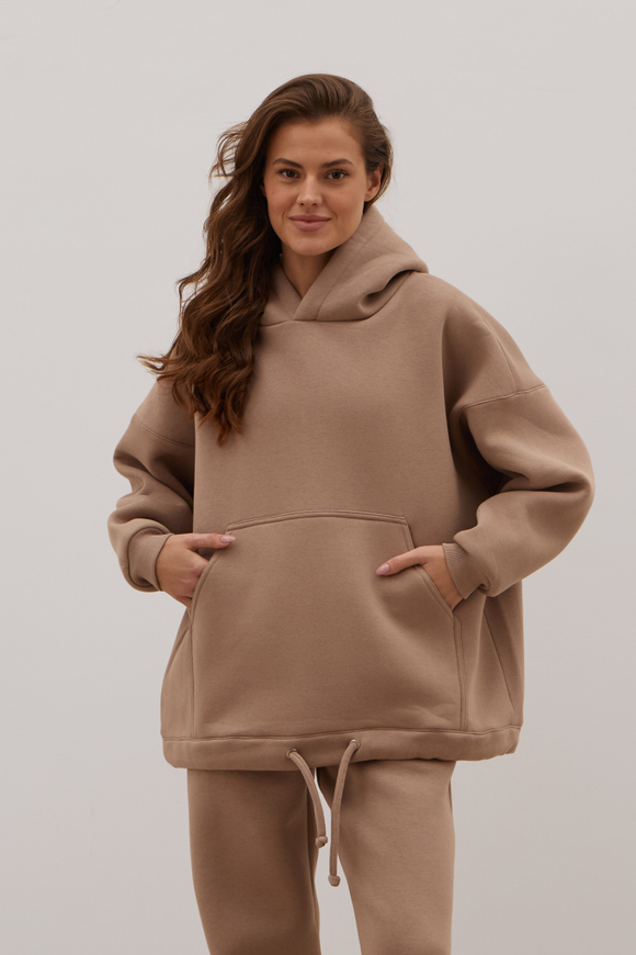 Худи OVERSIZE, с начесом, какао