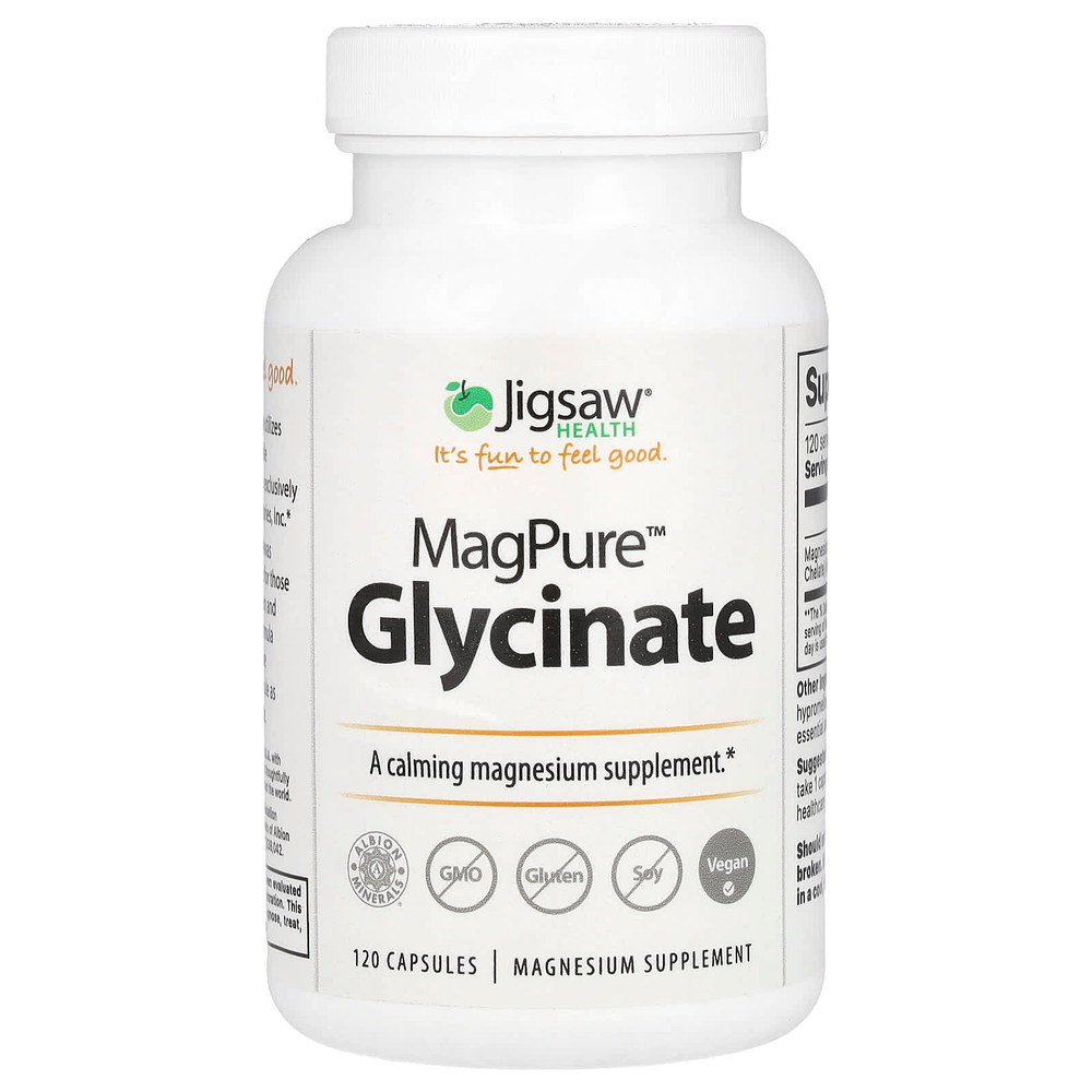 Jigsaw Health, глицинат MagPure™, 120 капсул (50 мг в 1 капсуле)