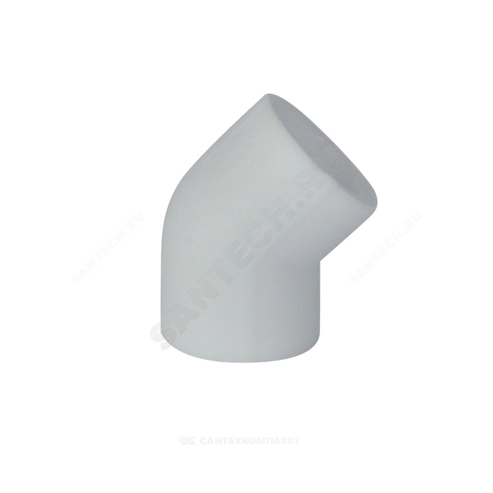Угольник PP-R белый Дн 50х45гр внутренняя пайка VALFEX 10107050