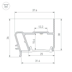Профиль STRETCH-S-30-WALL-SIDE-2000 (STEP) (Arlight, Алюминий)