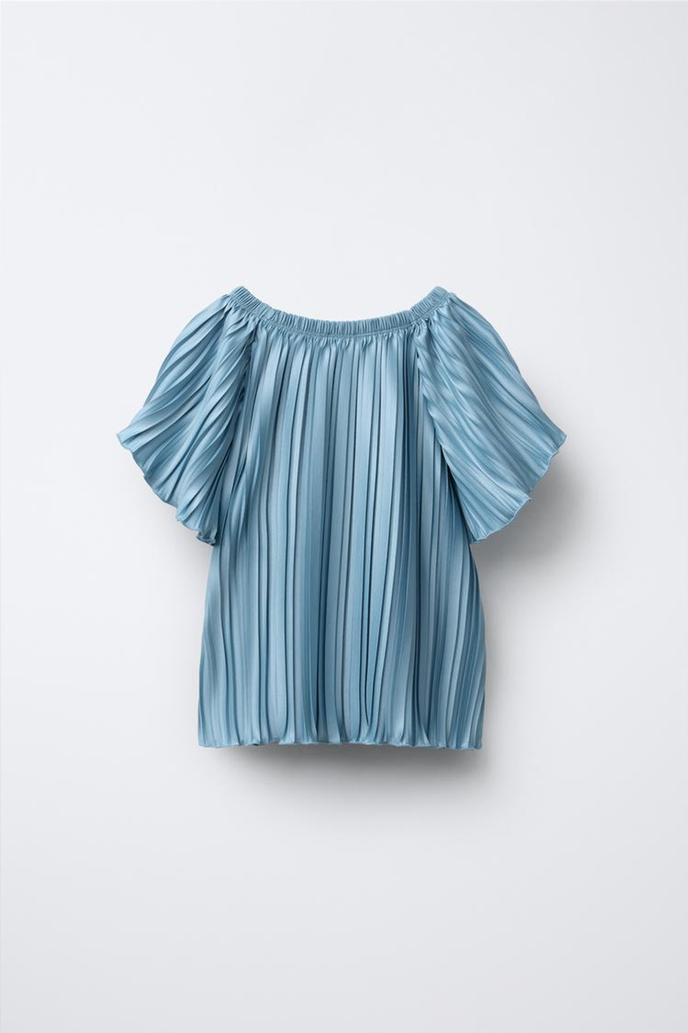 ZARA ПЛИССИРОВАННАЯ ФУТБОЛКА, СИНИЙ