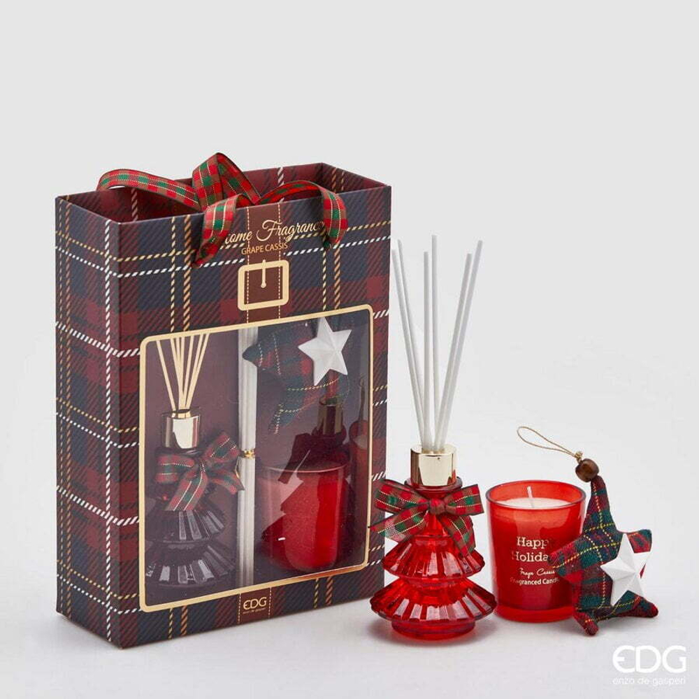 Аромат для дома + свеча, набор в сумке GRAPE CASSIS 70 ML EDG